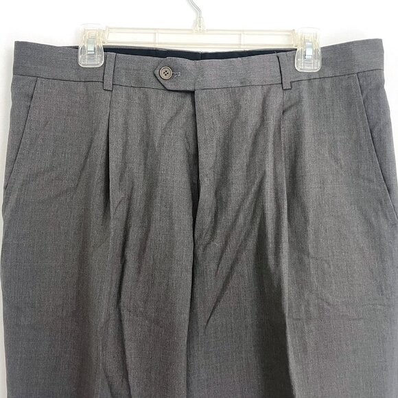 BOSS Hugo Boss Gray Single Pleated Wool Men's Dress Pants (36R) - Picture 1 of 6